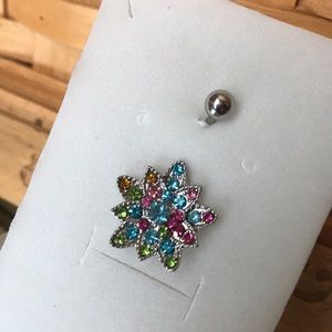 Brand New Colorful Gem Flower Belly Button Ring